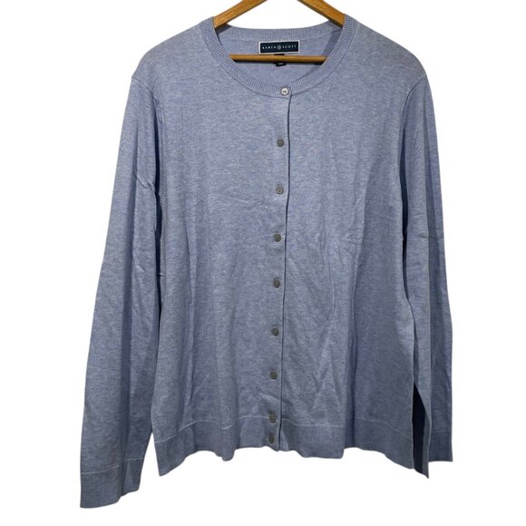 Karen Scott Cardigan Sweater Womens XXL Light Blue Button Up Soft Knit Comfort - Picture 1 of 5